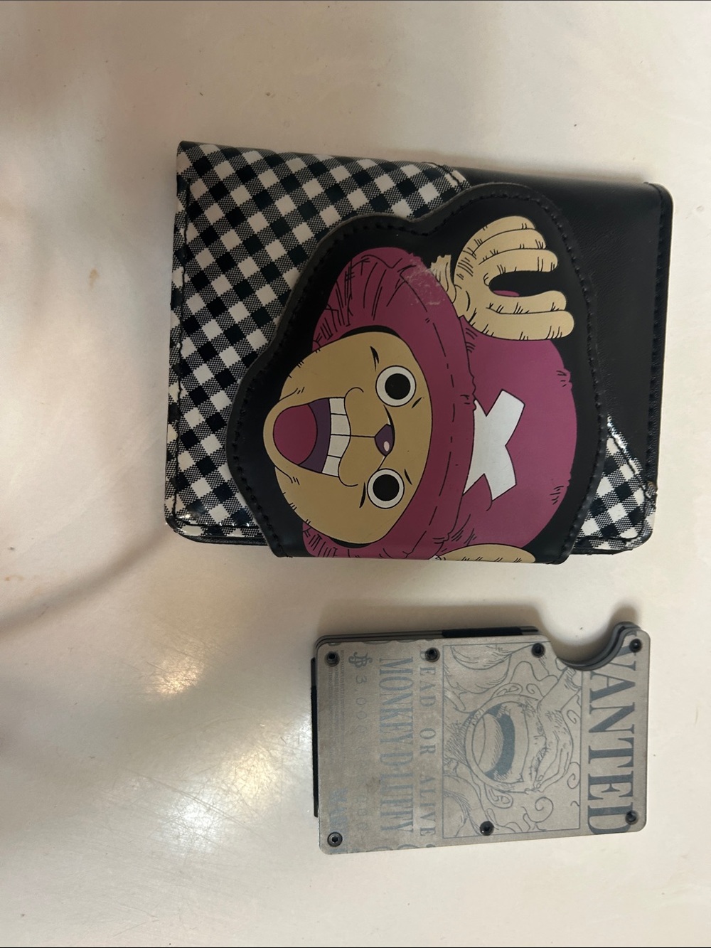 Chopper Black & White Plaid Wallet and Luffy money clip